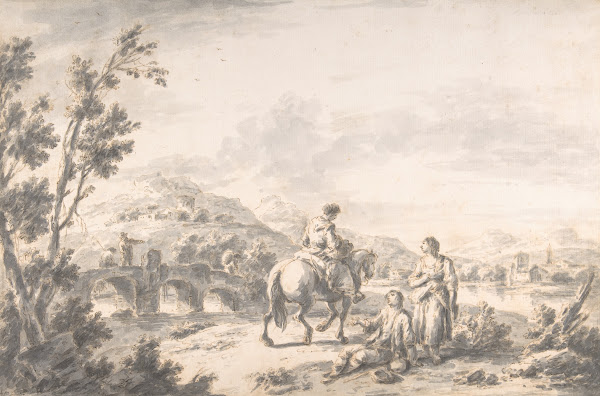 River Landscape with Two Mendicants and Other Figures 170984