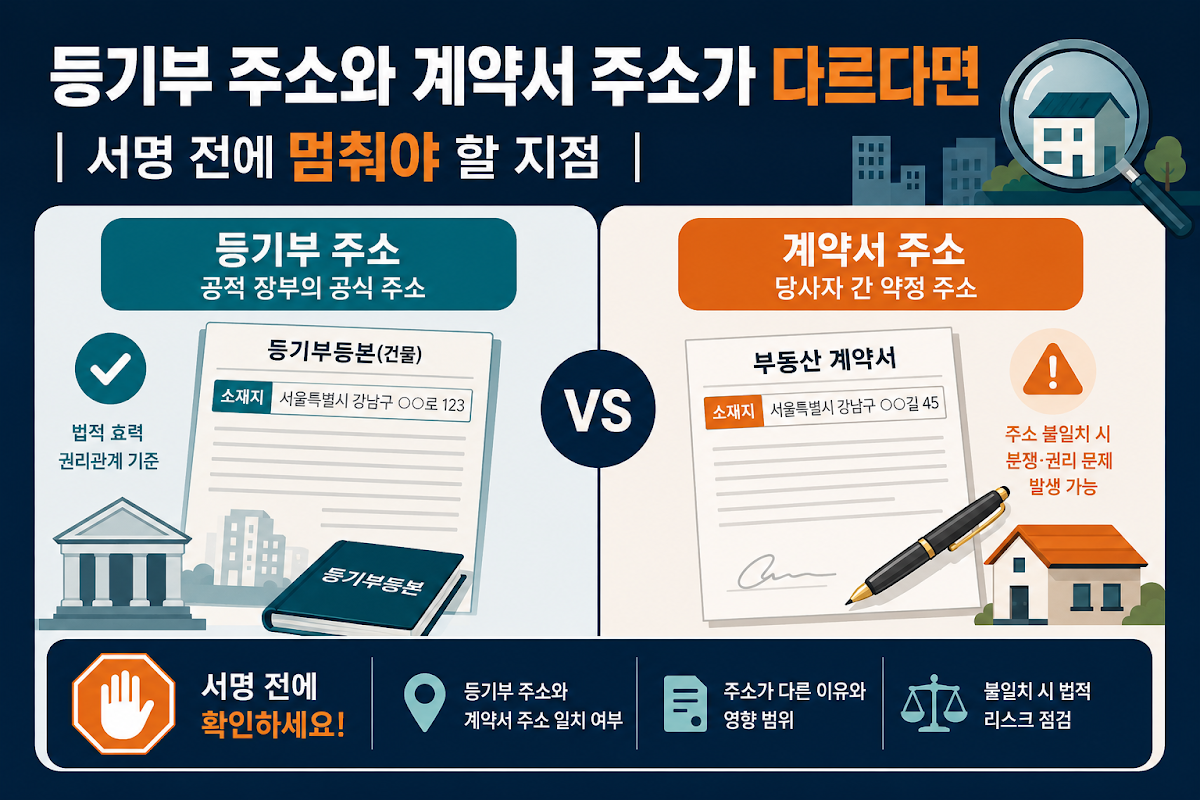 부동산 등기부 주소 확인 상태별 차이 비교