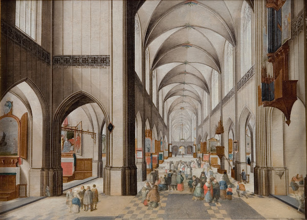 Interior Of A Three Aisled Gothic Church During A Sermon 1628  1631
