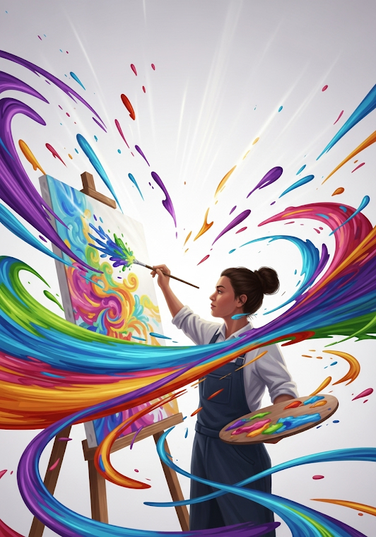 Creative Surge: Painter's Living Strokes