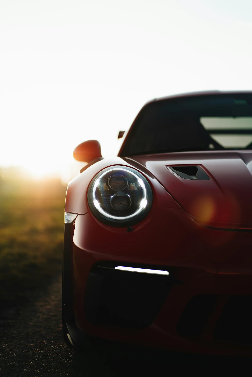 Red Porsche 911 at Sunset - Automotive Photography 2K iPhone Wallpaper (2400x3600)