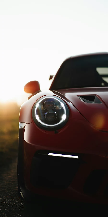 Red Porsche 911 at Sunset 2K iPhone Phone Wallpaper