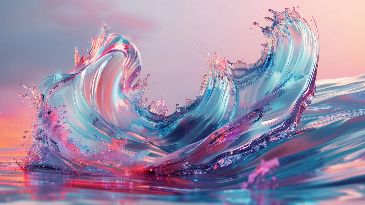 Ai Art, Colorful, Pastel, Waves, Water Splash 5K Desktop Wallpaper