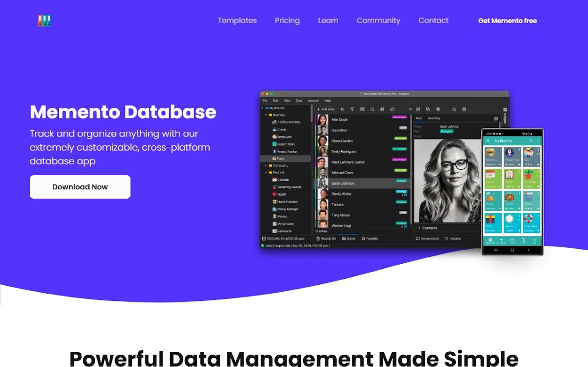 Captura de Memento Database