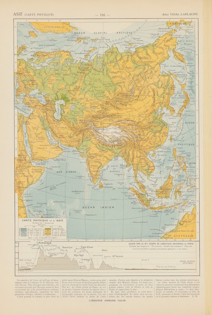 Carte Physique de lAsie 1913