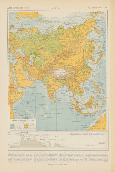 Carte Physique de lAsie 1913