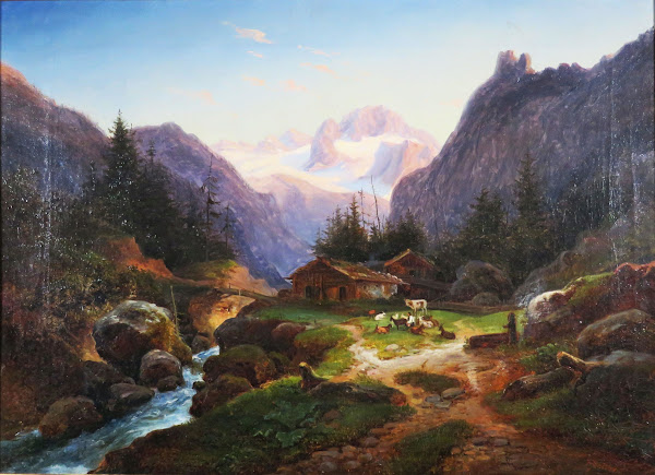 Idylle auf der Alm mit Blick auf den Dachsteingletscher