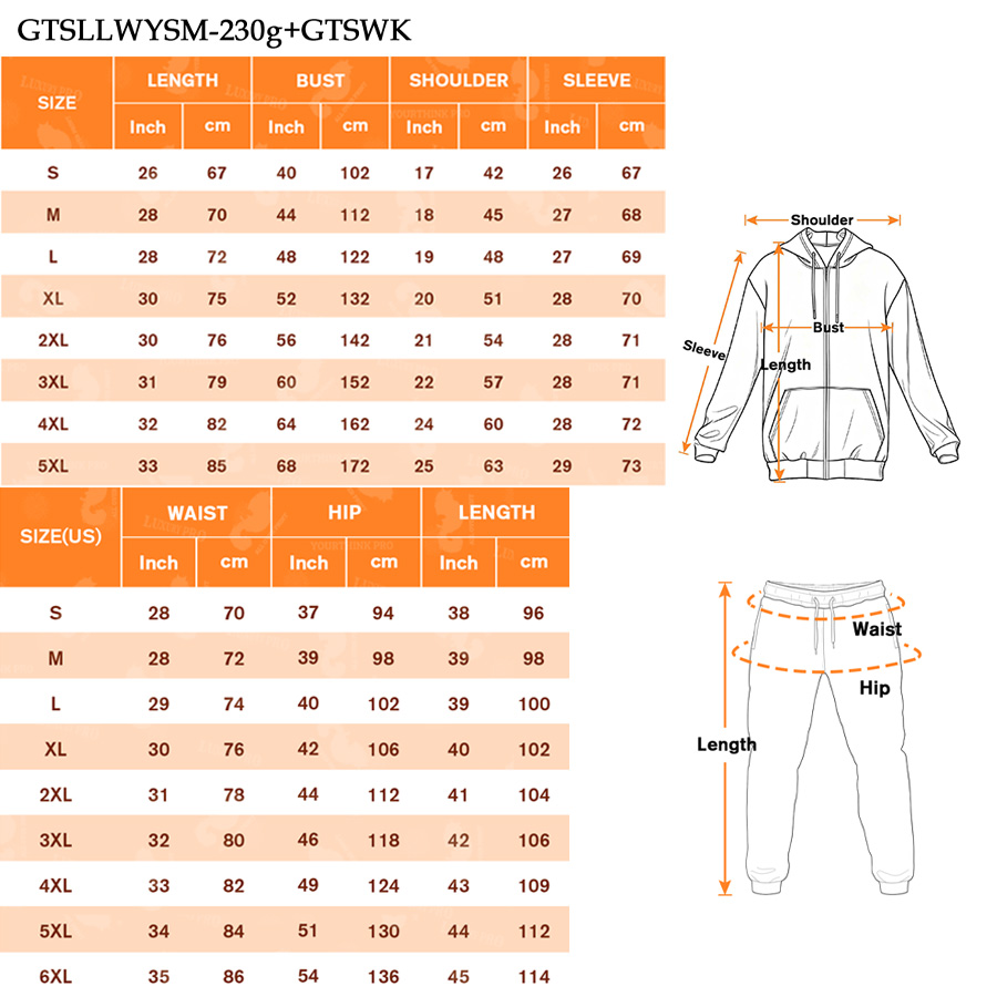 AOP GTS Zip up Hoodie with Double Hoods 230g + GTS Sweatpants