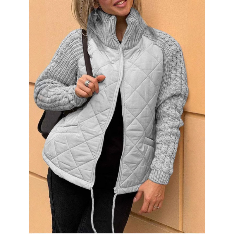 Fashionable women's winter jacket with zipper and stand-up collar