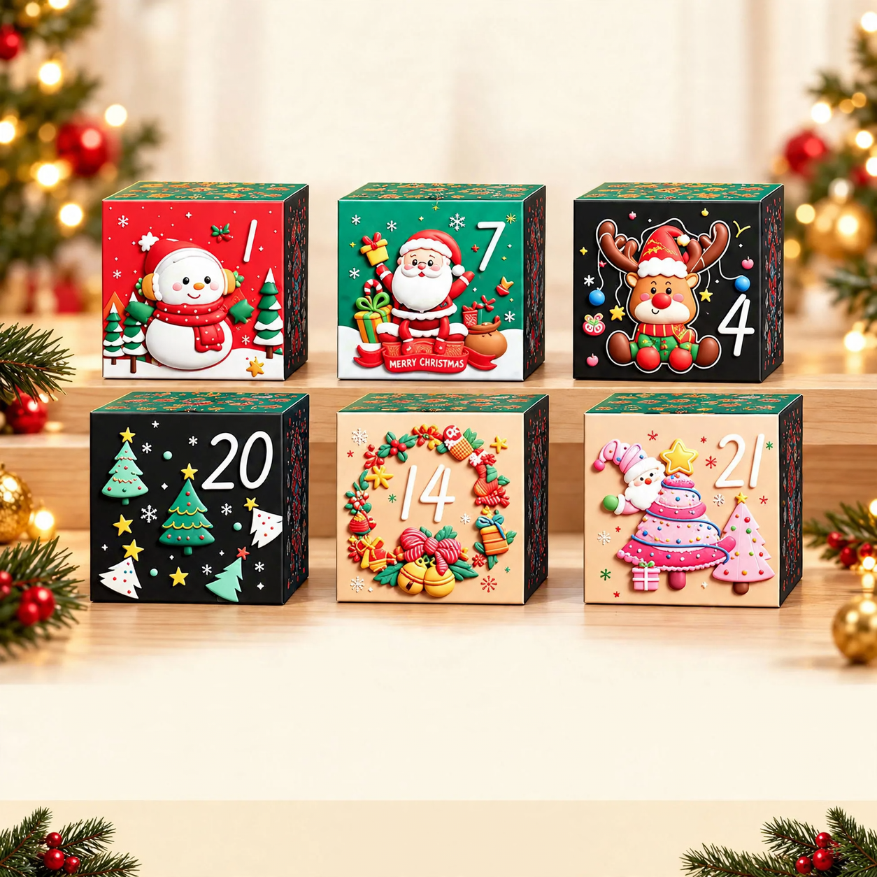 Dekorative Advents-Geschenkboxen, 24er-Set
