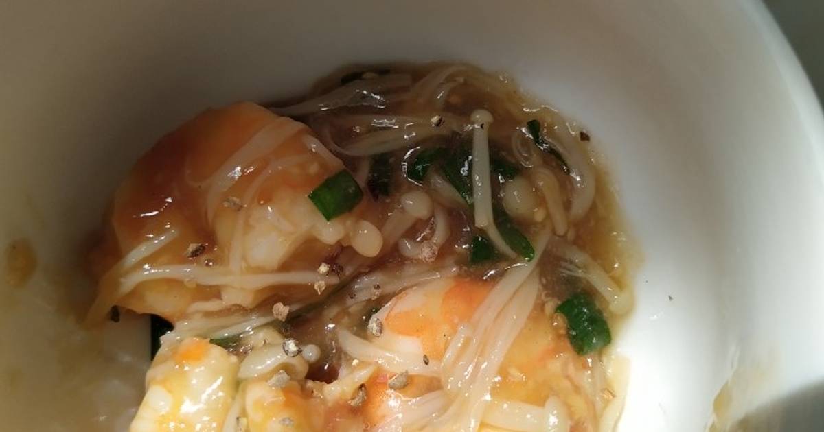 Tôm rim tương nấm kim châm