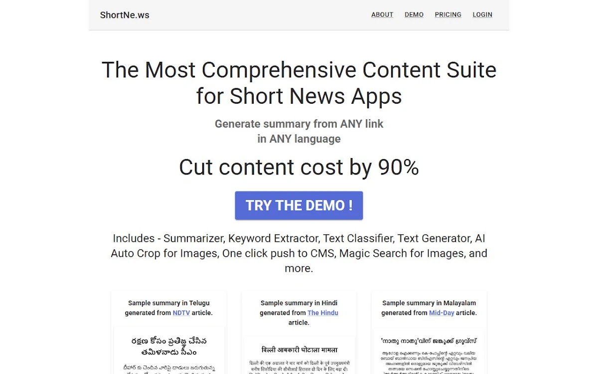Captura de ShortNe.ws - Summarize any link