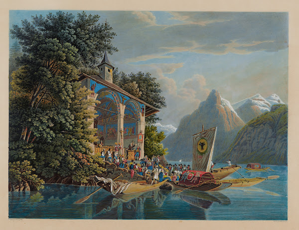 La Chapelle de Guillaume Tell sur le Lac des Quatre Cantons avec la fête religie