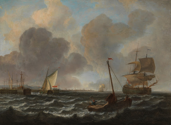 Havenhoofd met binnenvarend statenjacht