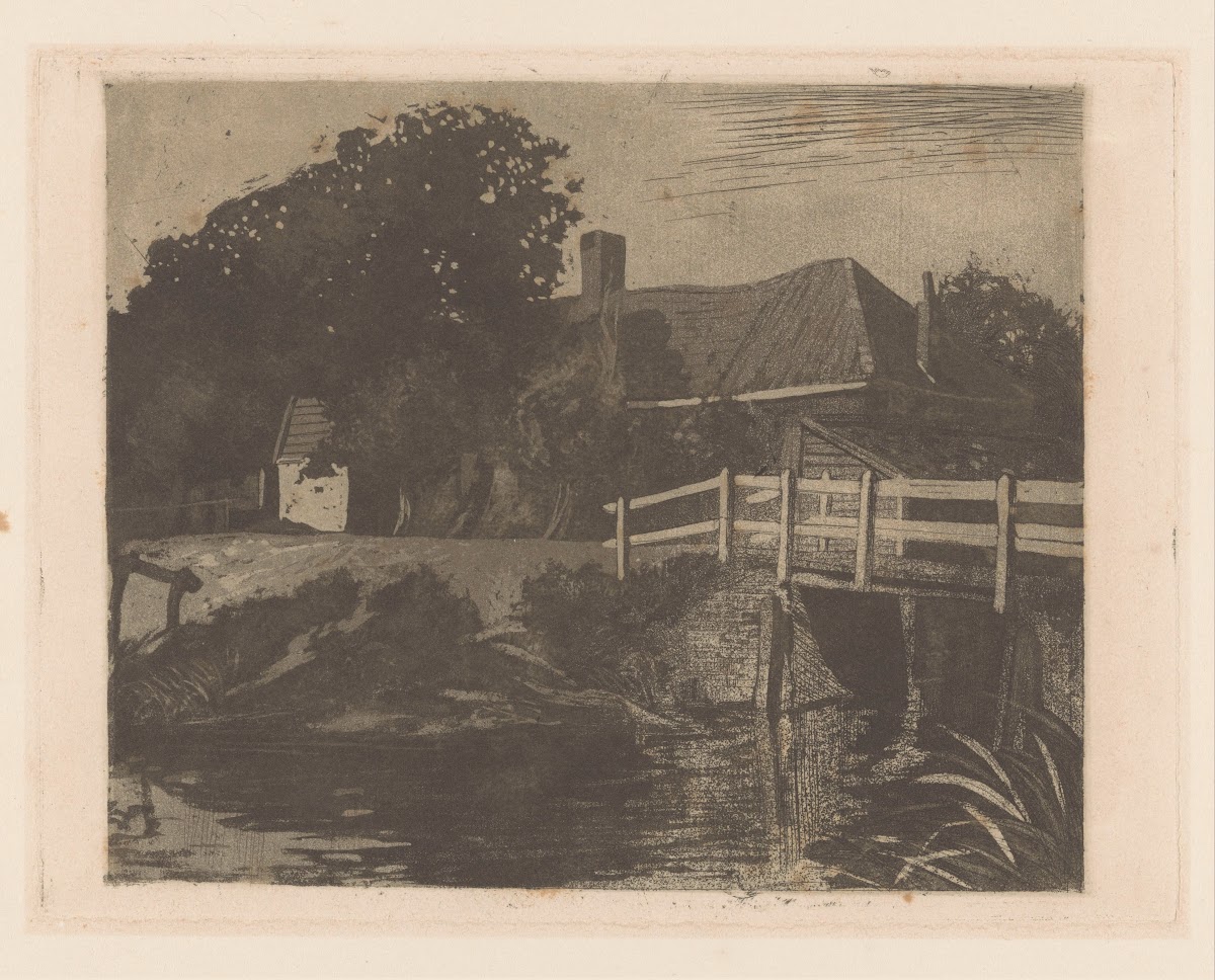 Landschap met boerderij brug en sloot 1905