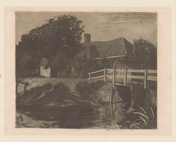 Landschap met boerderij brug en sloot 1905