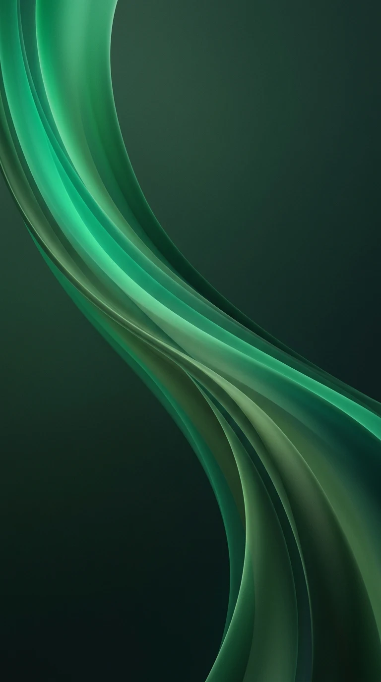 Minimalist Abstract with Sweeping Emerald and Jade Green Curves - Free 4K mobile Wallpaper