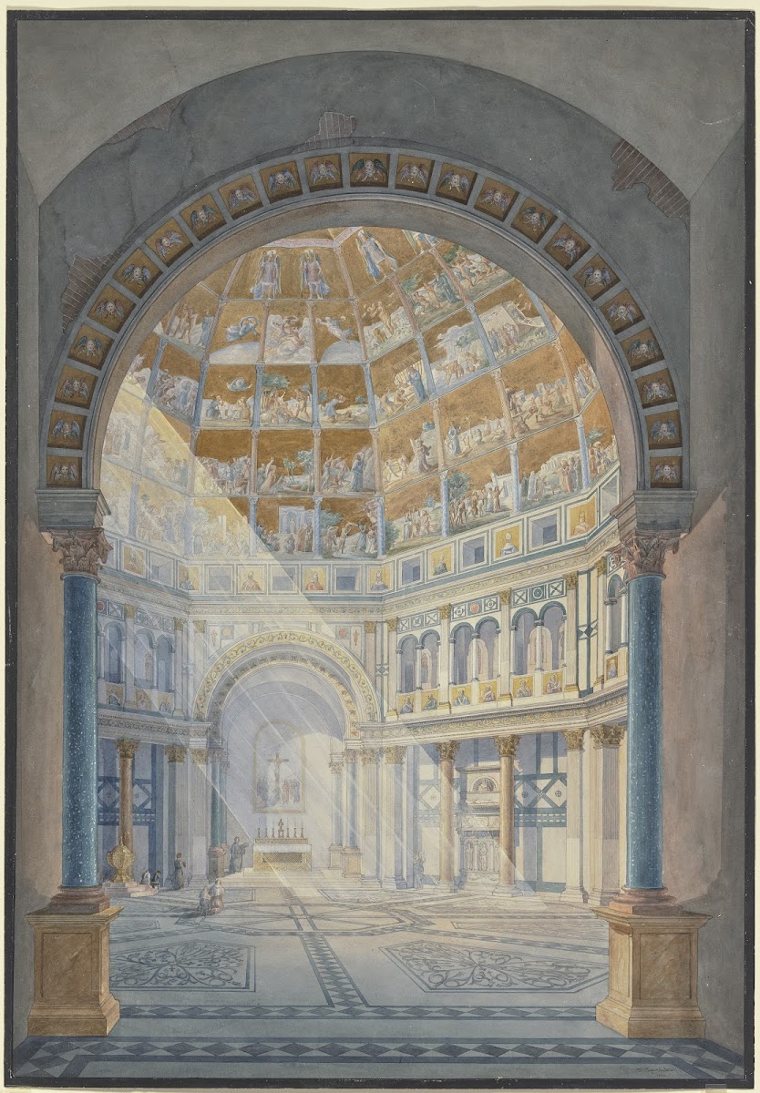 Das Innere des Baptisteriums S Giovanni in Florenz 1832