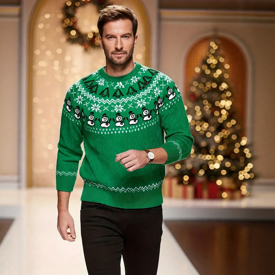 Retro-Weihnachtspullover mit Schneemann-Motiv