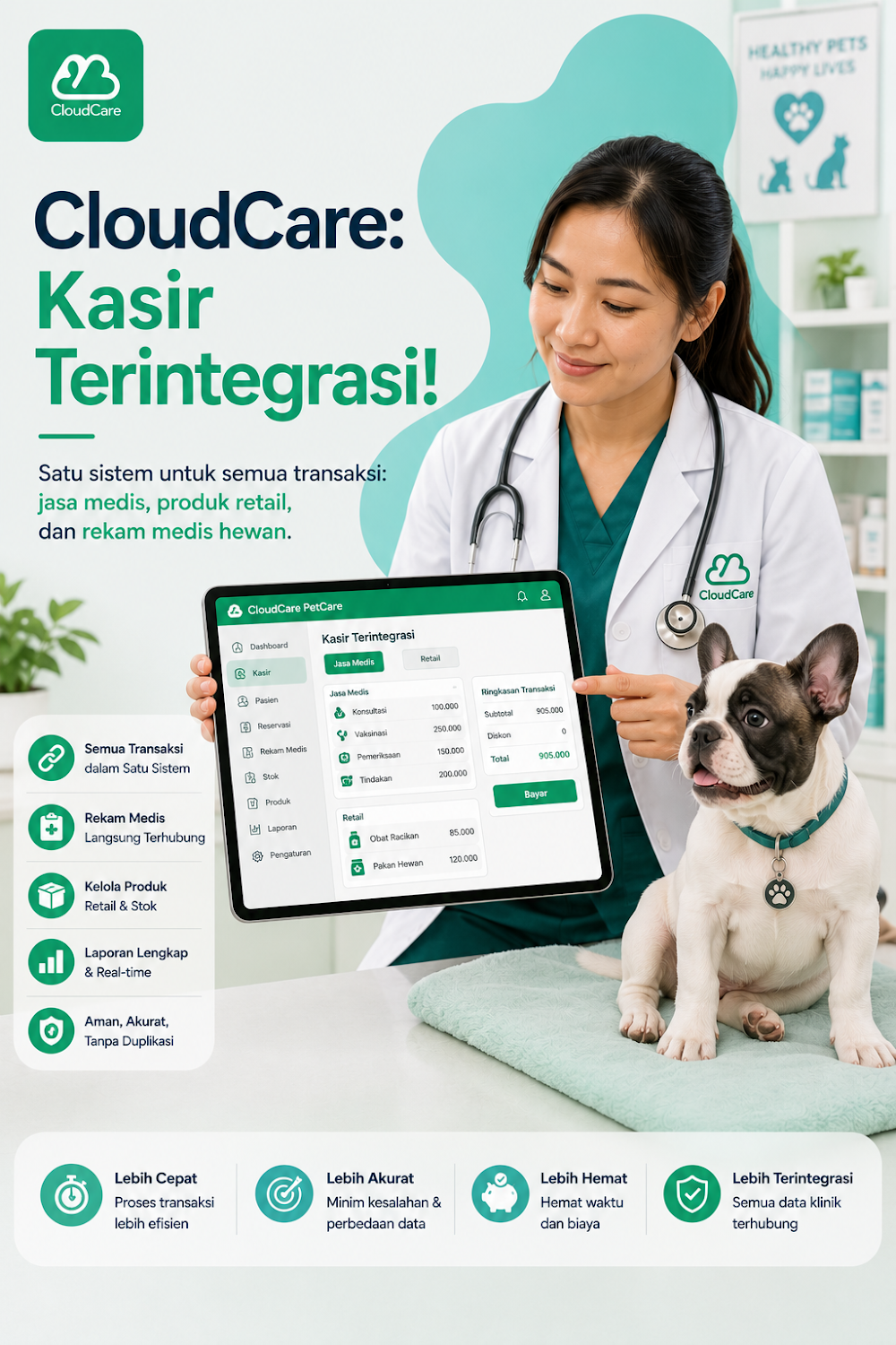 Sistem kasir dan retail POS terintegrasi CloudCare PetCare