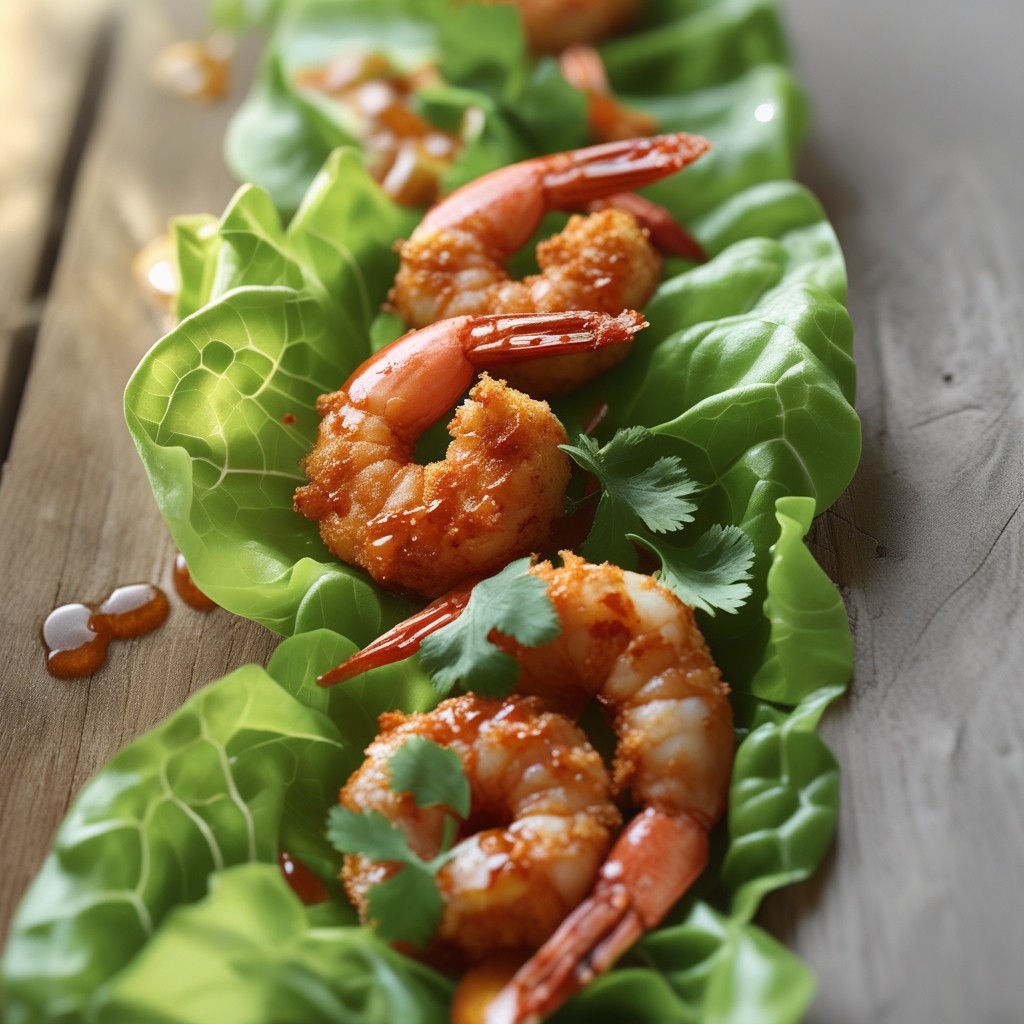 Crispy Air Fryer Cajun Shrimp Lettuce Cups with Spicy Remoulade