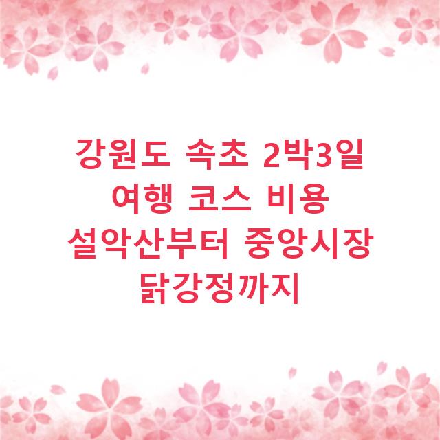 강원도 속초 2박3일 여행 코스 비용 설악산부터 중앙시장 닭강정까지
