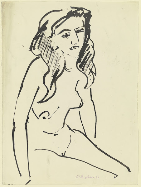 Mädchenakt sitzend ca 1909