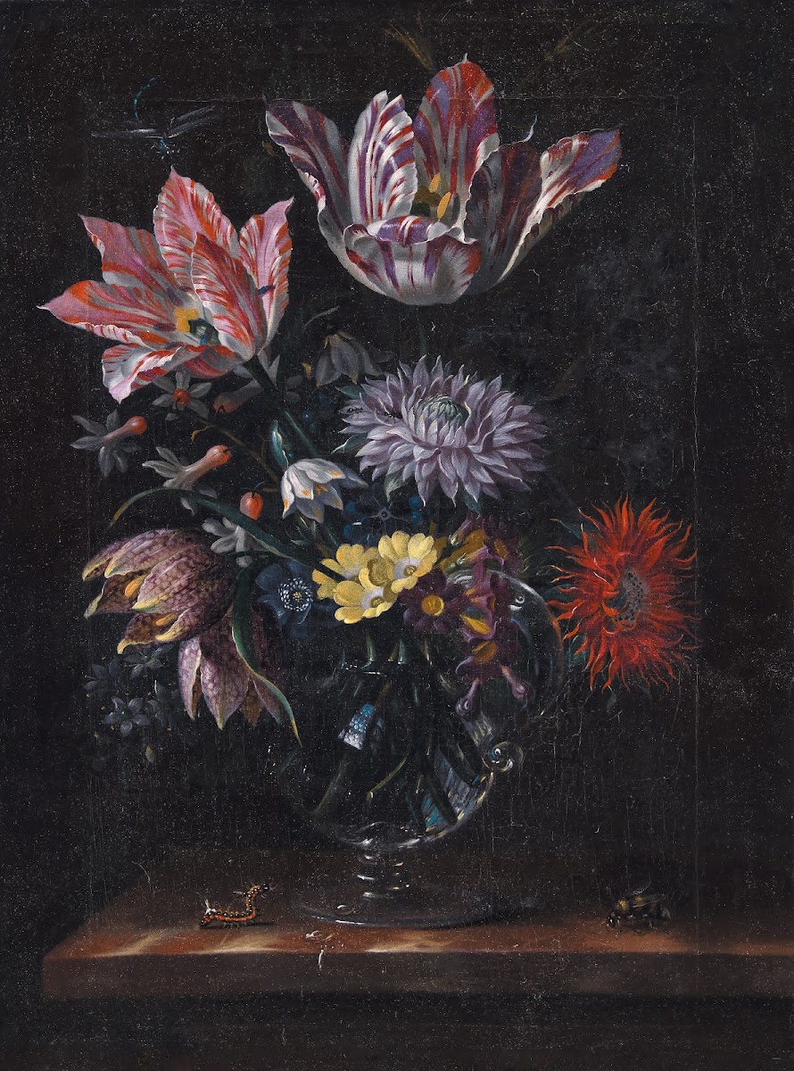 A Glass Vase With Flowers 1666  1670