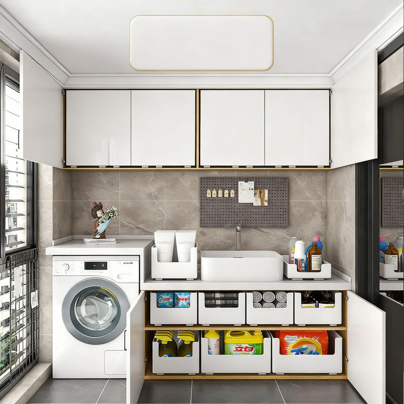 Plastic storage box for kitchen and closet