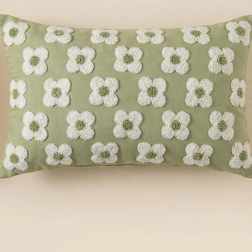 Geometric lumbar pillow, 30×50 cm, tufting design