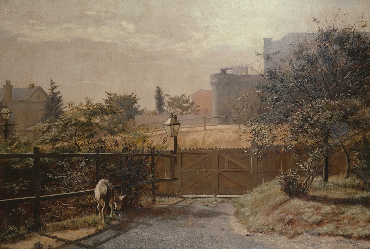 Melbourne gaol in sunlight from the Public Library grounds 1884