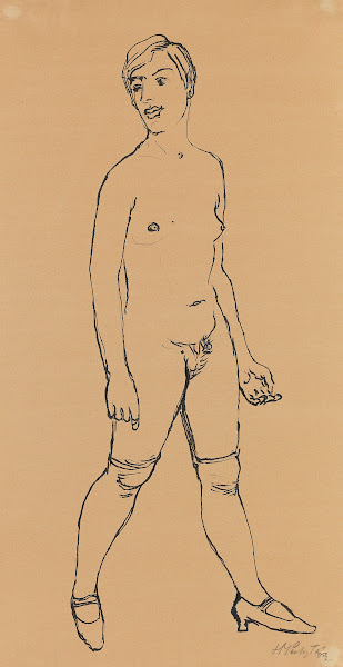 Standing female nude in stockings 1928