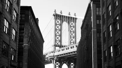 Manhattan Bridge, Urban, Monochrome, Usa, New York City 5K Wallpaper Background