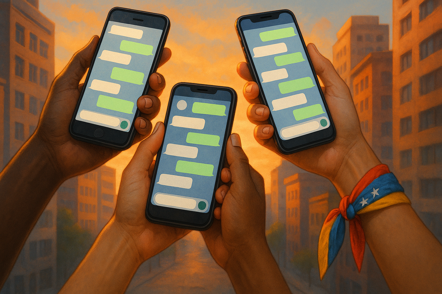 Venezolanos conectados por mensajería coordinando oportunidades laborales