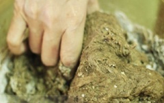 Dùng tay nhào bột bánh mì khoảng 15 phút. Đây là khâu quan trọng quyết định thành công của bánh, nếu bạn có máy trộn bột thì công đoạn này sẽ đỡ vất vả hơn.