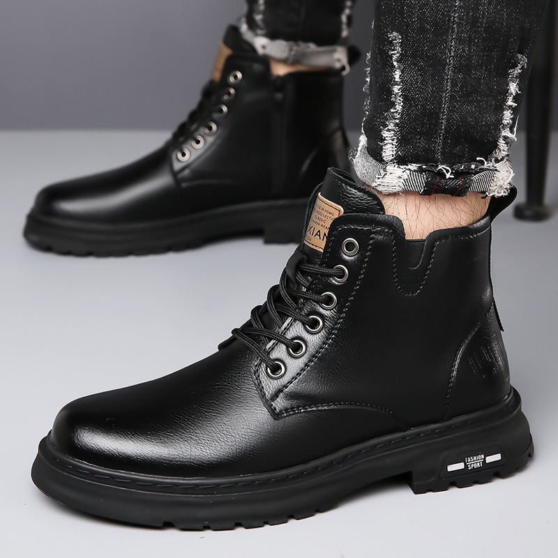 Men's Vintage-Style Boots, Ankle-High, Synthetic PU