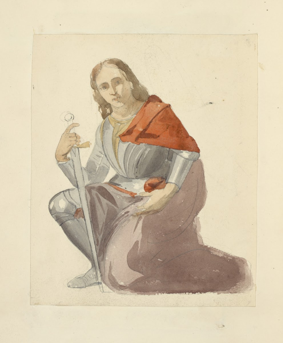 Knight with sword kneeling 1840