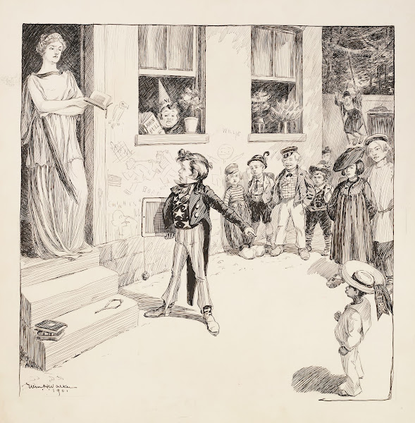 A school at recess with each of the children representing a country 1901