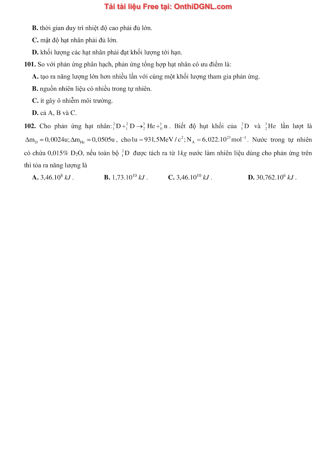 300 bài tập môn Vật Lý - Ôn thi ĐGNL ĐHQG TPHCM Phần 8