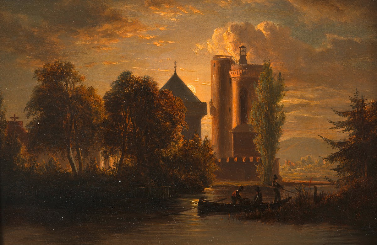 Laxenburg  Parklandschaft in Mondscheinstimmung ca 1840