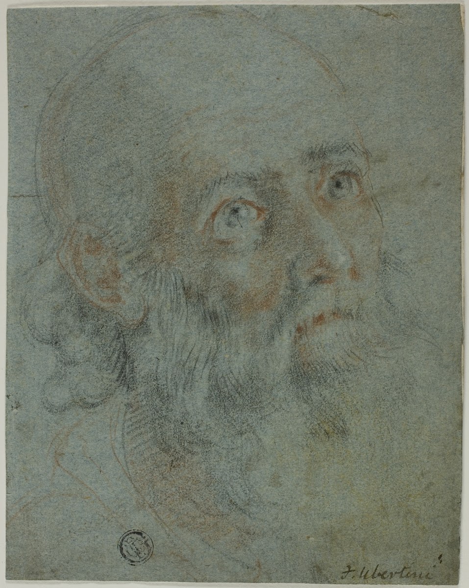 Head of a Bearded Man Looking Up to Right Study for Saint Catherine of Alexandri