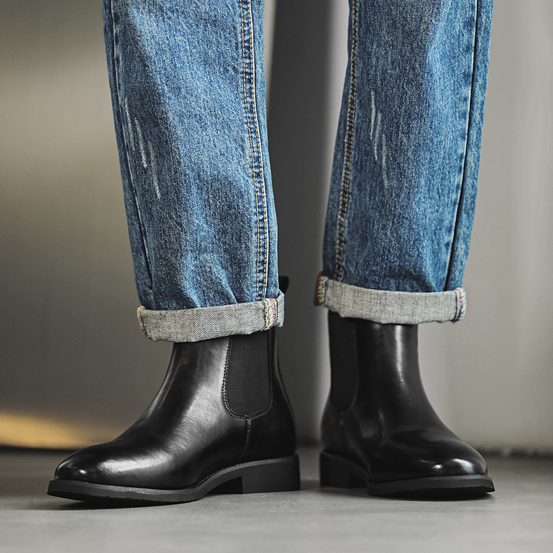 Herren-Chelsea-Stiefel, Vintage-Stil, Blockabsatz