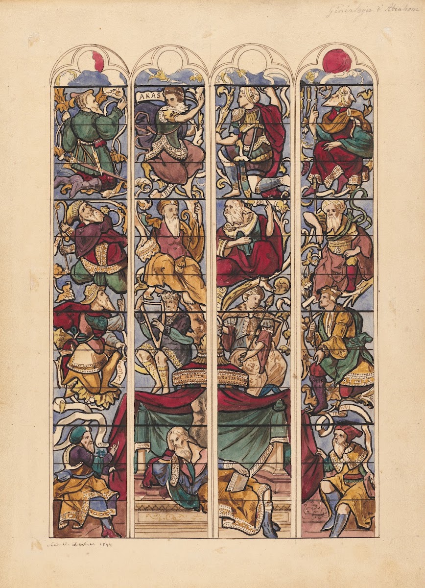 Study for Four Stained Glass Windows Généalogie dAbraham 1844
