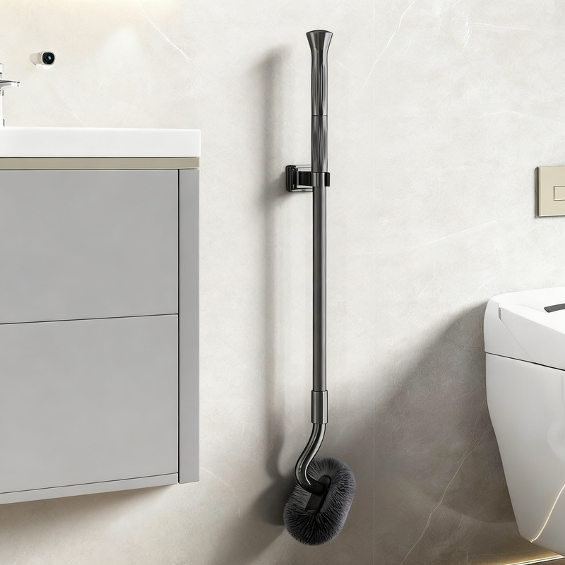 Toilet brush with long handle, extendable up to 115 cm