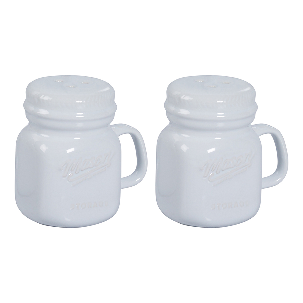 Set de salero y pimentero de cerámica Mason Craft & More™ color blanco, 2 piezas