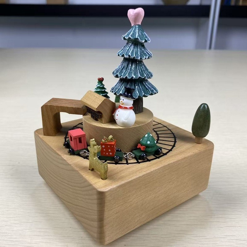 Decorative wooden music box for Christmas