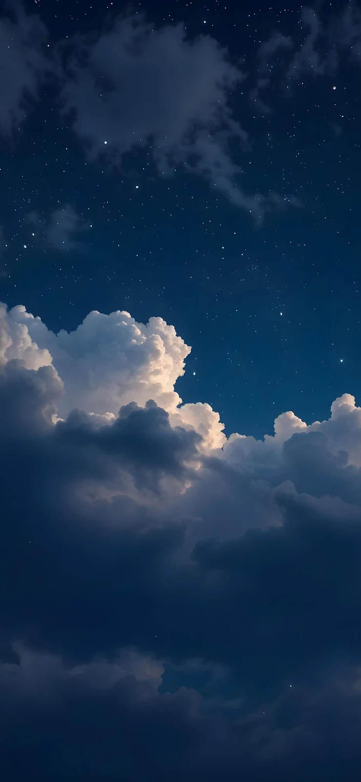 Starry Night Sky With Clouds - Nature Photography 2K iPhone Wallpaper (1890x4094)