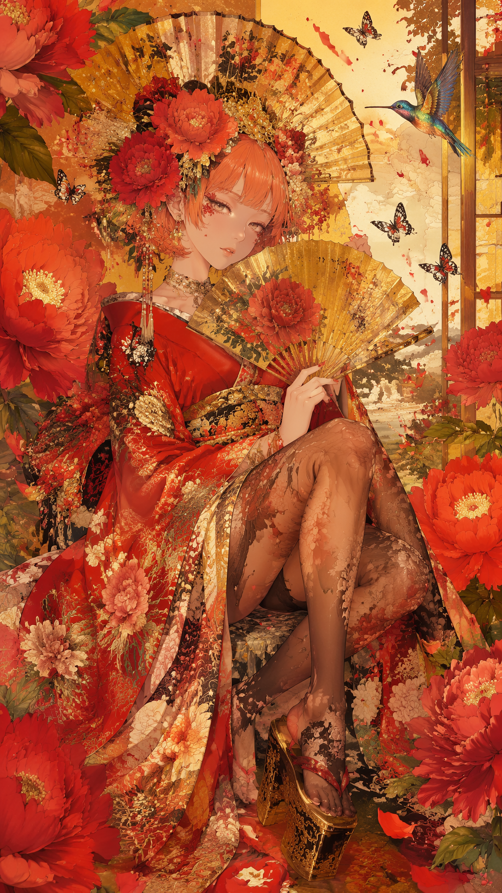 Anime Ukiyo E ornamentado vertical