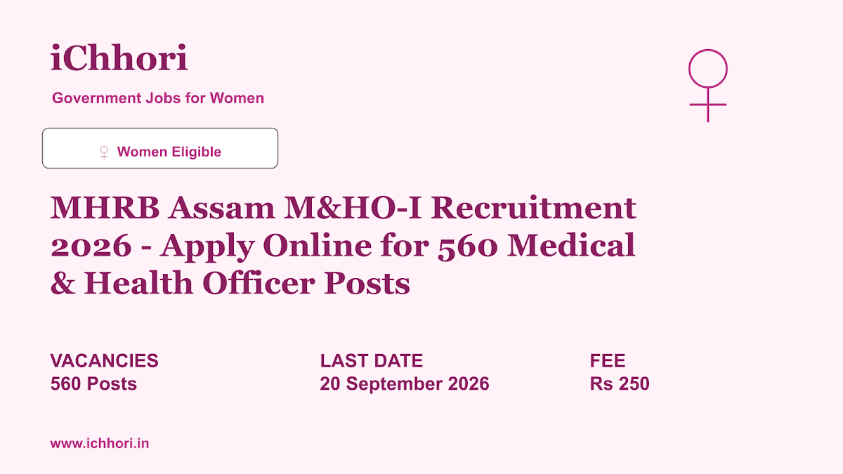 MHRB Assam M&HO-I Recruitment 2026 - Apply Online for 560 Medical & Health Officer Posts - iChhori