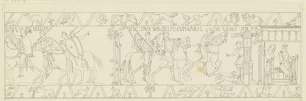 Zeichnung nach dem Bildteppich von Bayeux